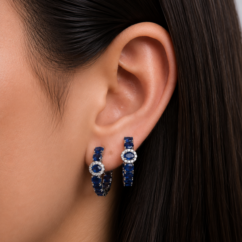 Sapphire Royal Hoops