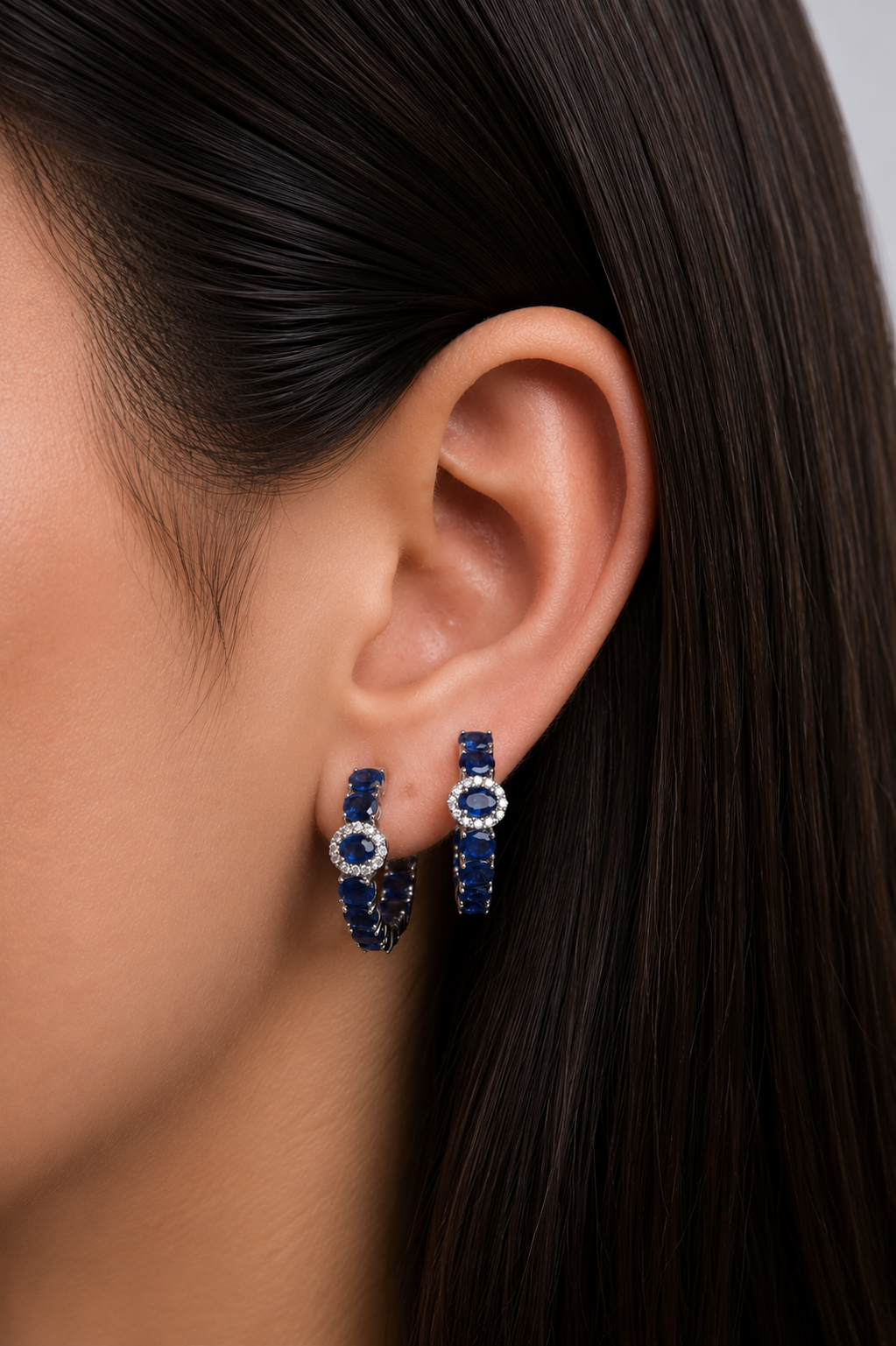 Sapphire Royal Hoops