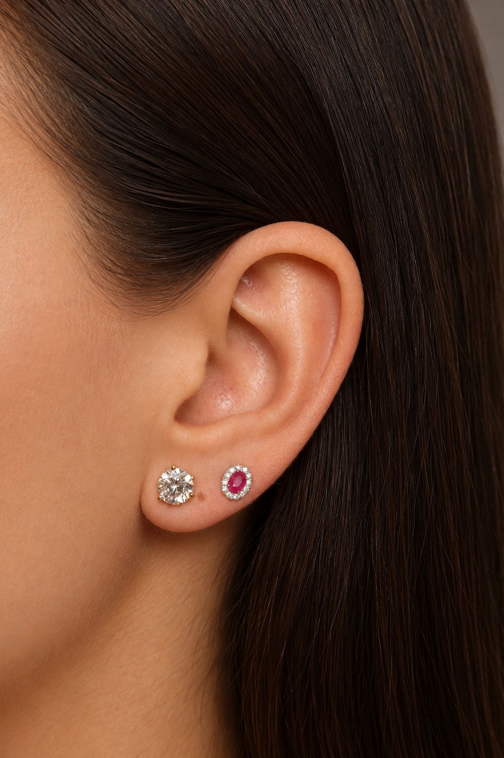 Round Lab Diamond Studs