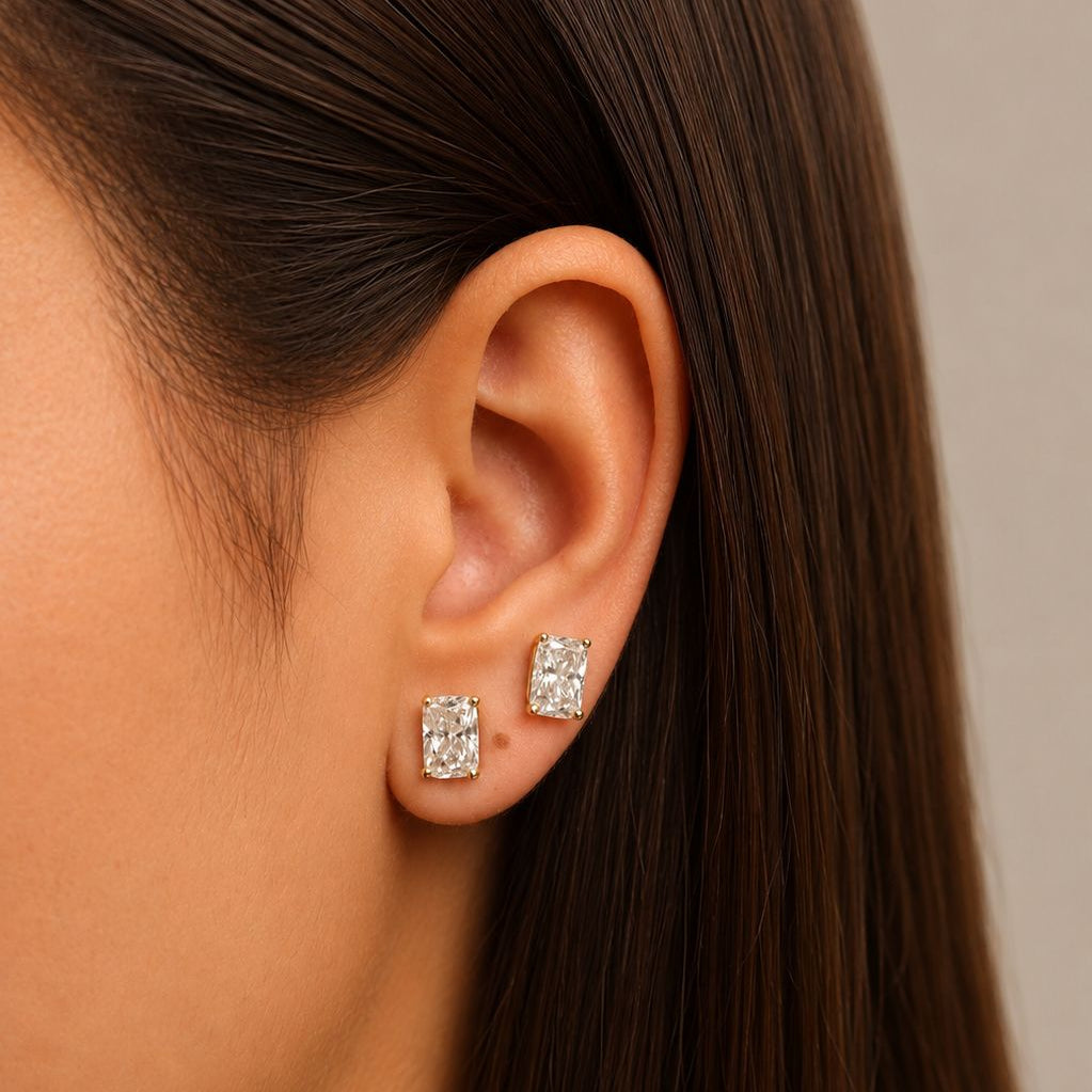 Elongated Cushion Lab Diamond Studs
