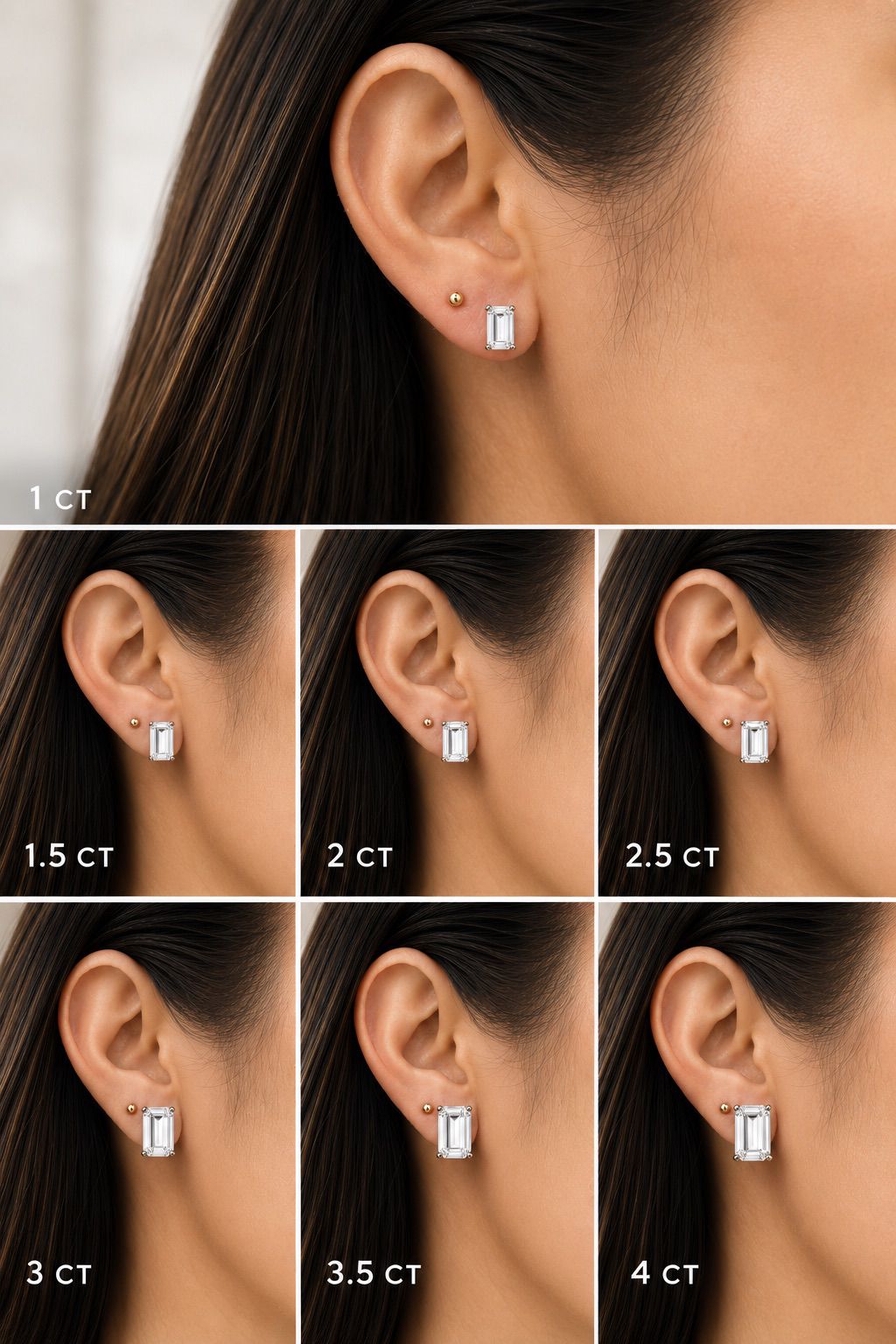 Emerald Cut  Lab Diamond Studs