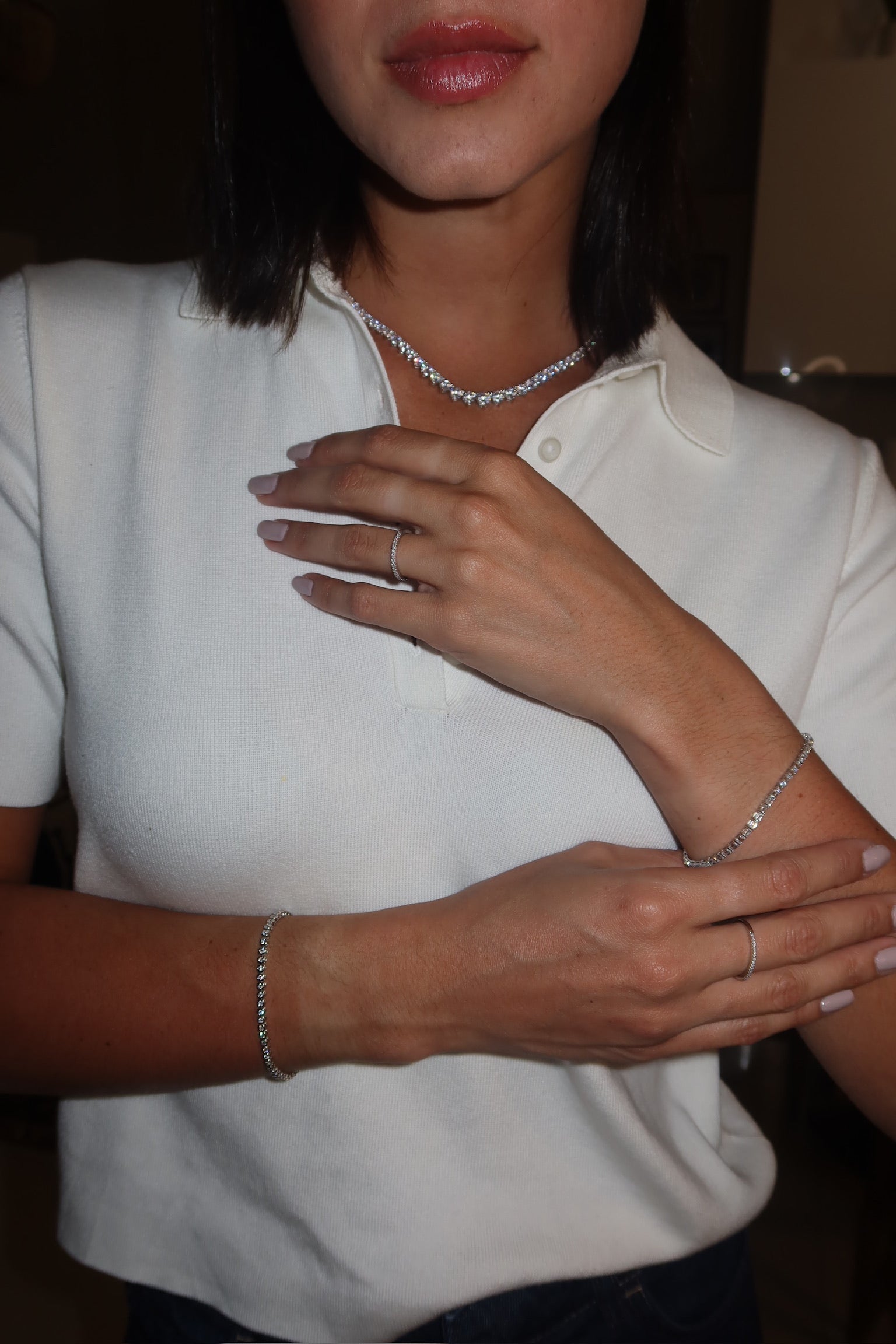 Graduated Maxi Lab Tennis Necklace