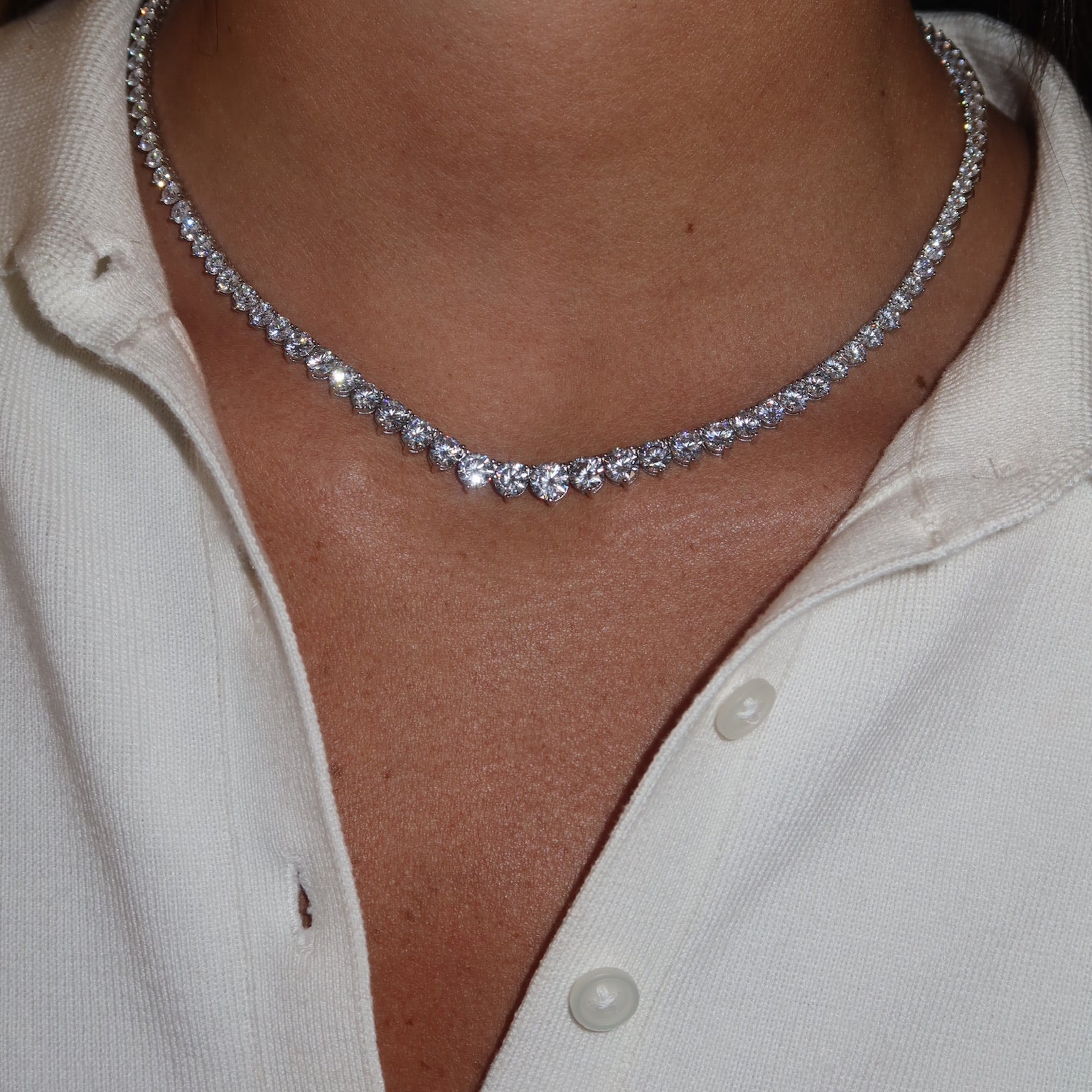 Graduated Maxi Lab Tennis Necklace