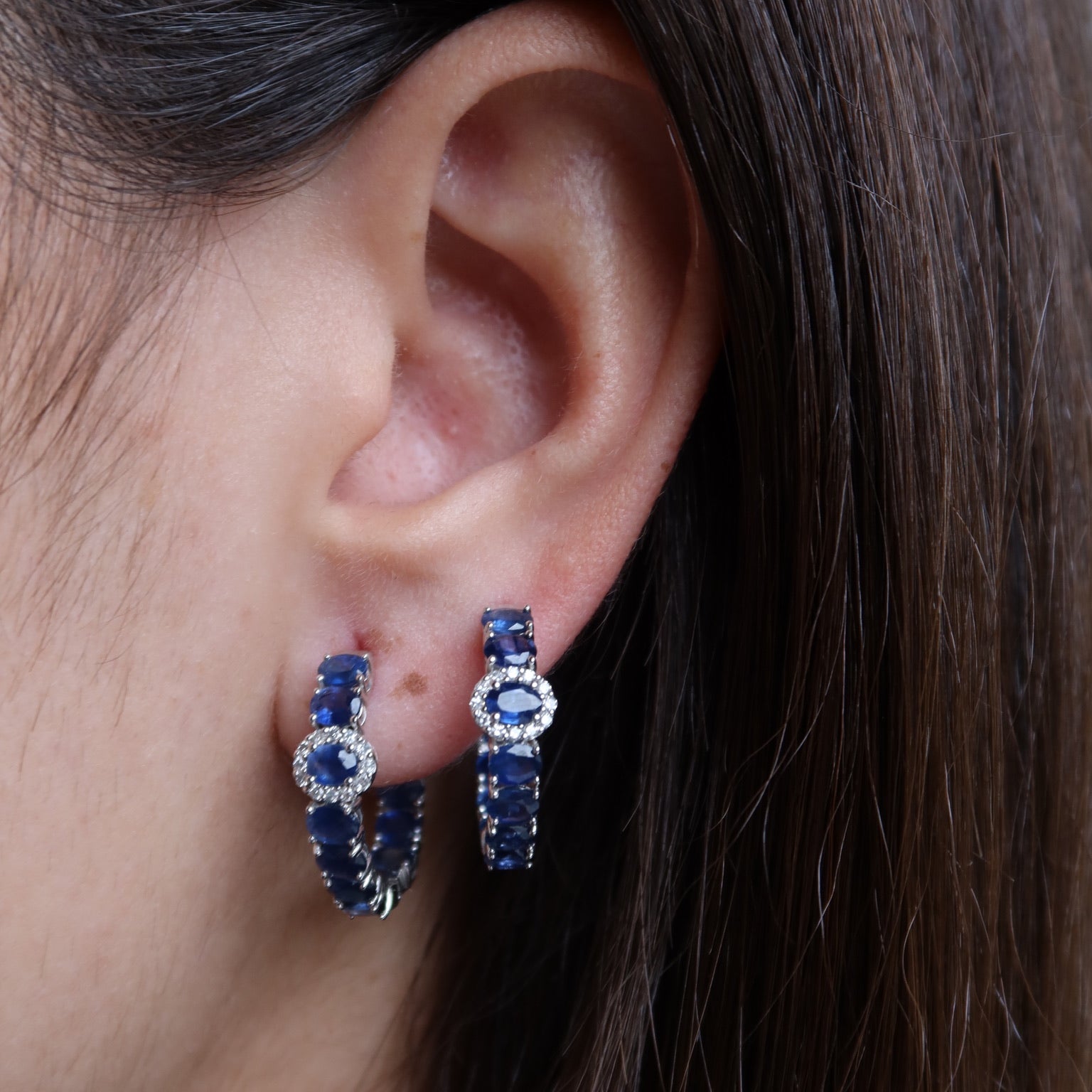 Sapphire Royal Hoops