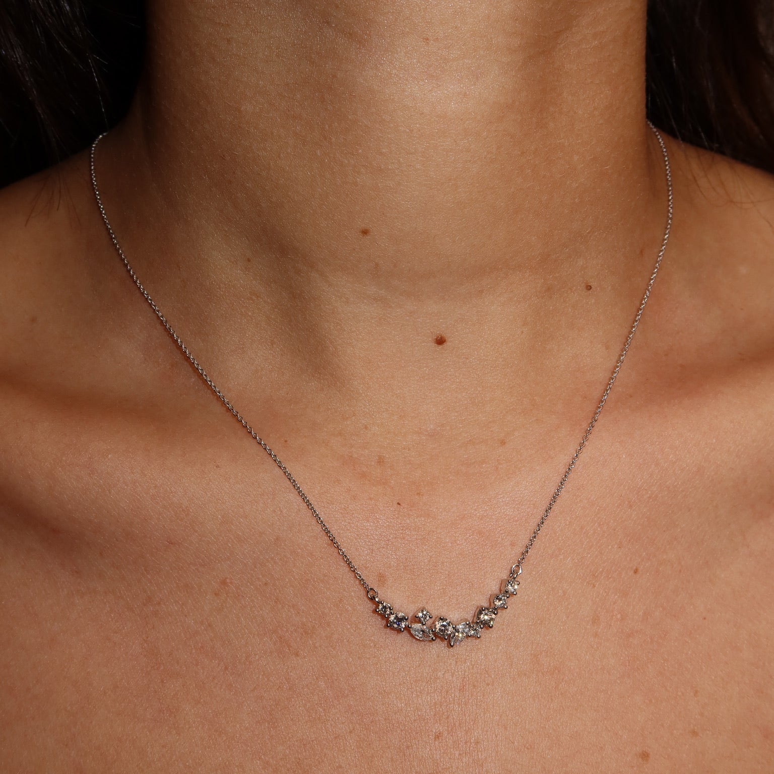 Multishape diamond smile necklace