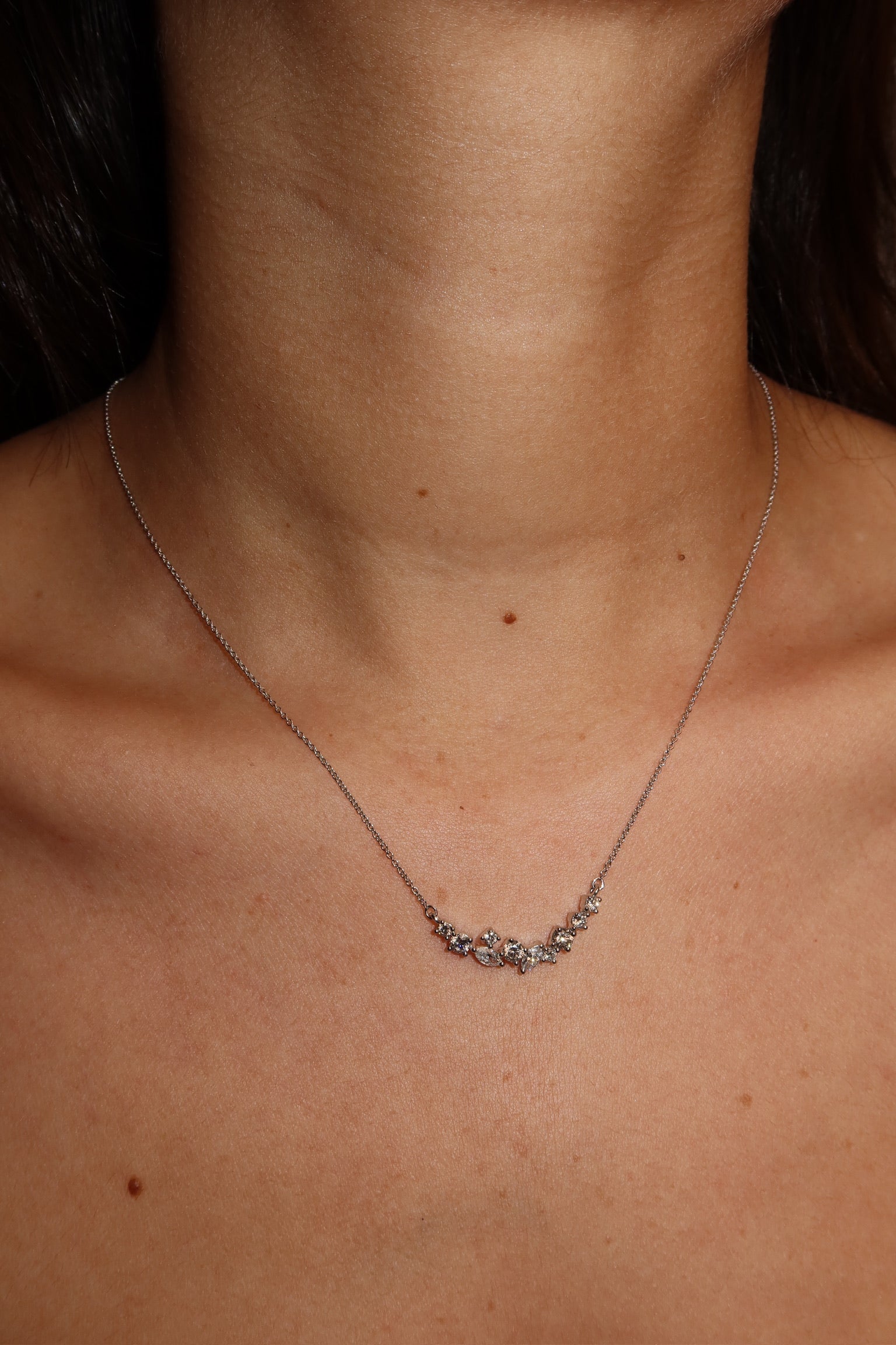 Multishape diamond smile necklace
