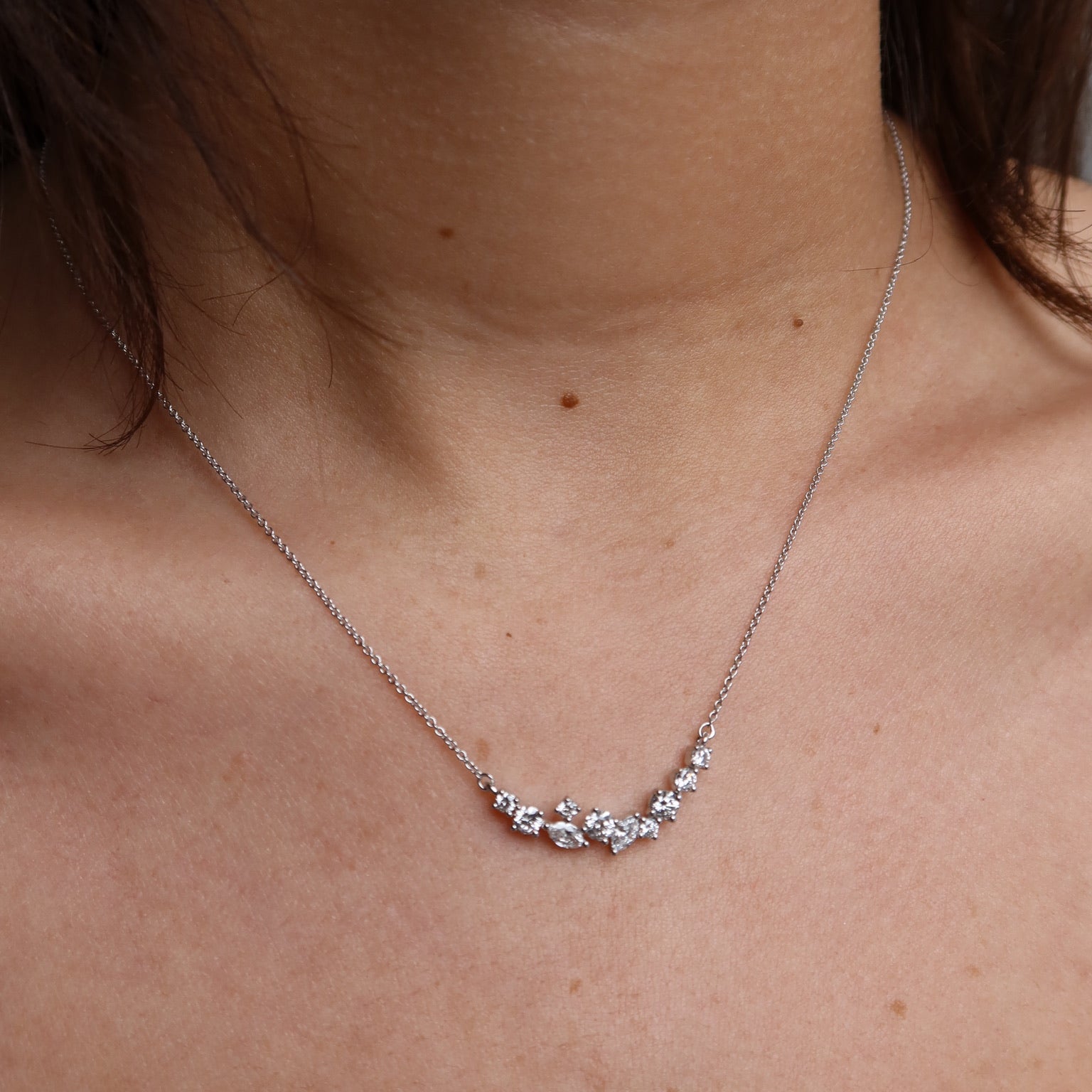 Multishape diamond smile necklace