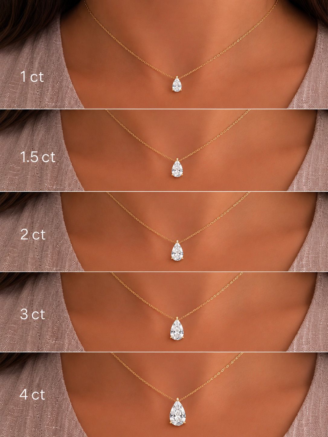 Pear shape floating diamond