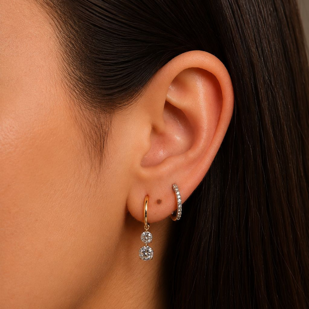 Drilled Dangling Lab Diamond Hoops