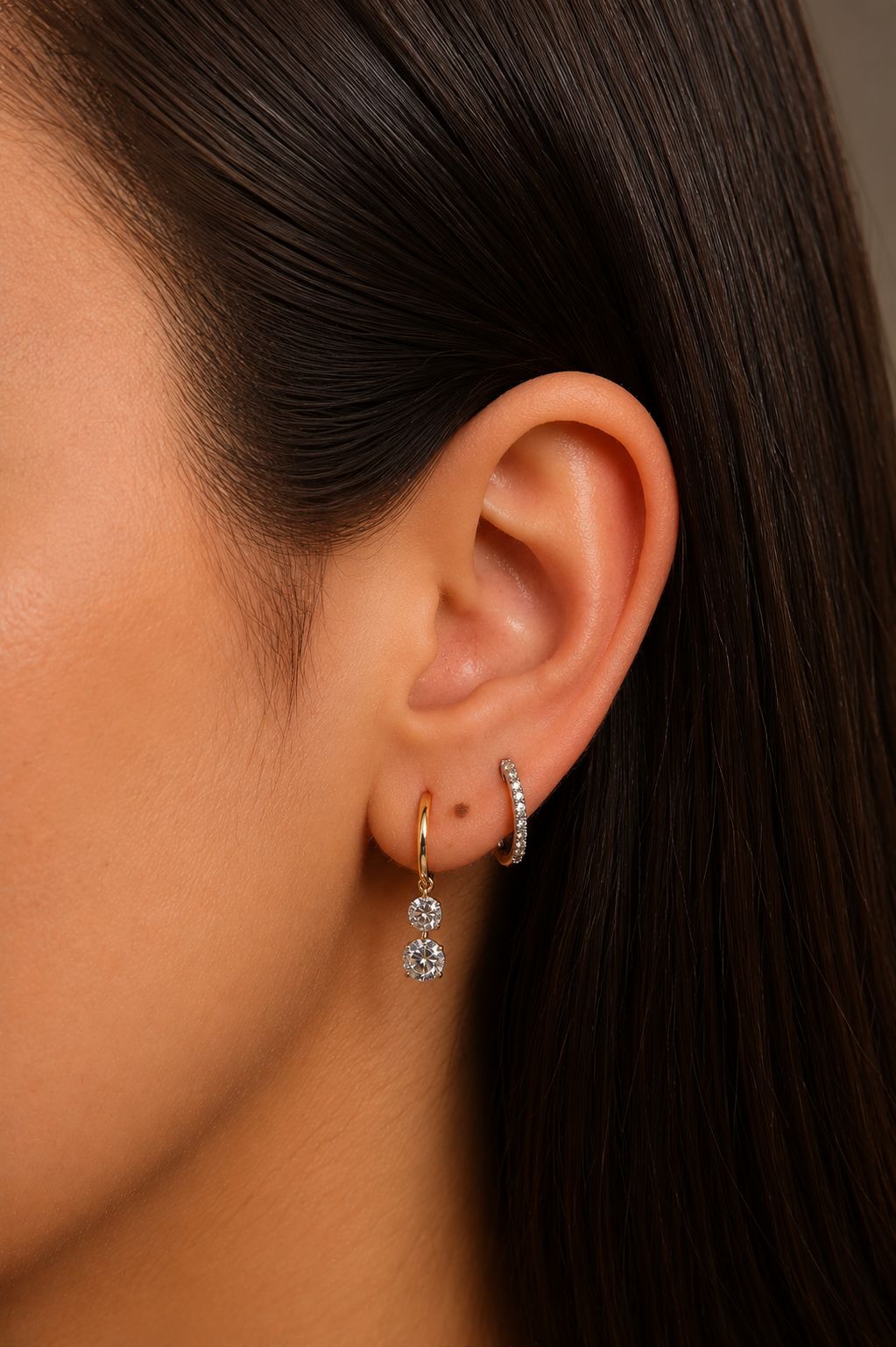 Drilled Dangling Lab Diamond Hoops