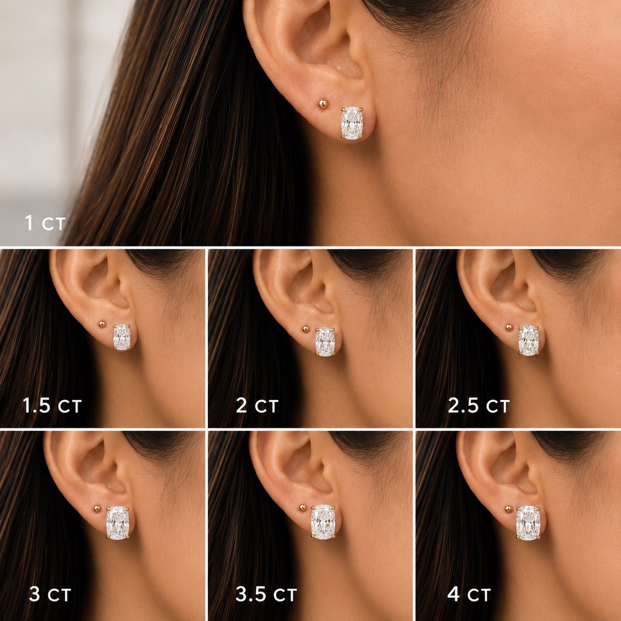 Elongated Cushion Lab Diamond Studs