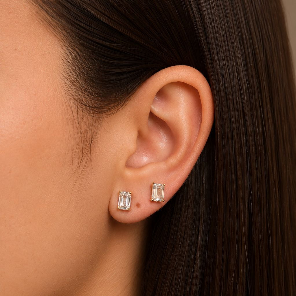 Emerald Cut  Lab Diamond Studs